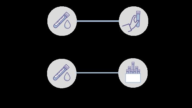 Diagram showing that blood samples collected from people in the control group of the NHS-Galleri trial are tested with the Galleri test, and blood samples collected from the control group are stored for other research.
